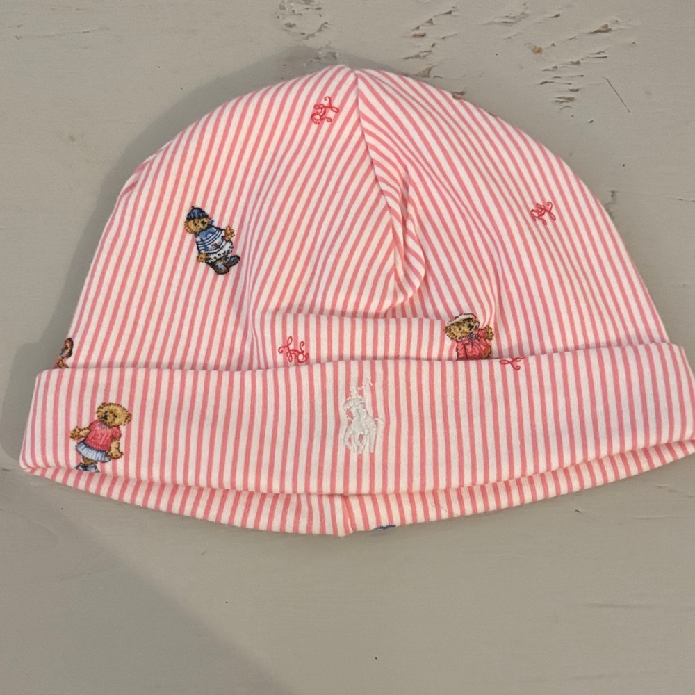 Ralph Lauren Kids Pink Striped Hat